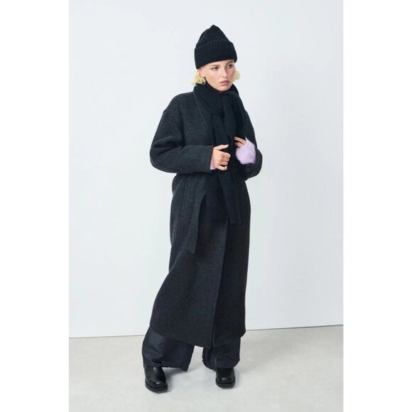 American Vintage East Scarf in Noir One Size New Unisex Wrap - Picture 8 of 9